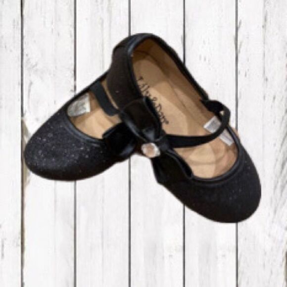 Lily & Dan Toddler Dress Shoe Black Glitter Rhinestone and bow Size 5/6 - Picture 16 of 16